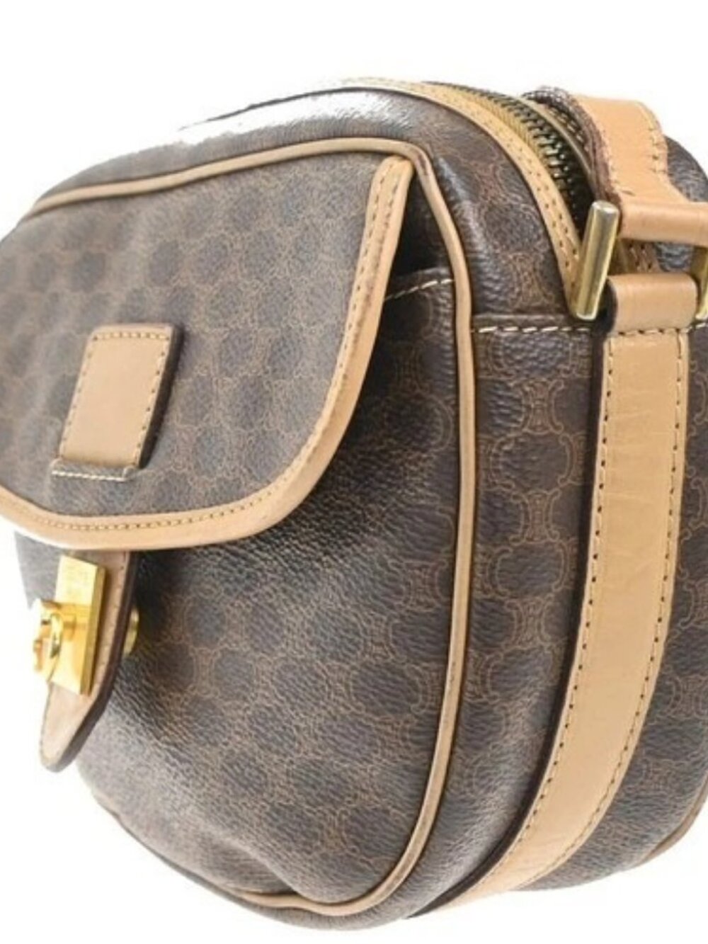 CELINE Logo Macadam Pattern Shoulder Bag PVC Leather Brown GHW Italy 67MA399 - Picture 2 of 16